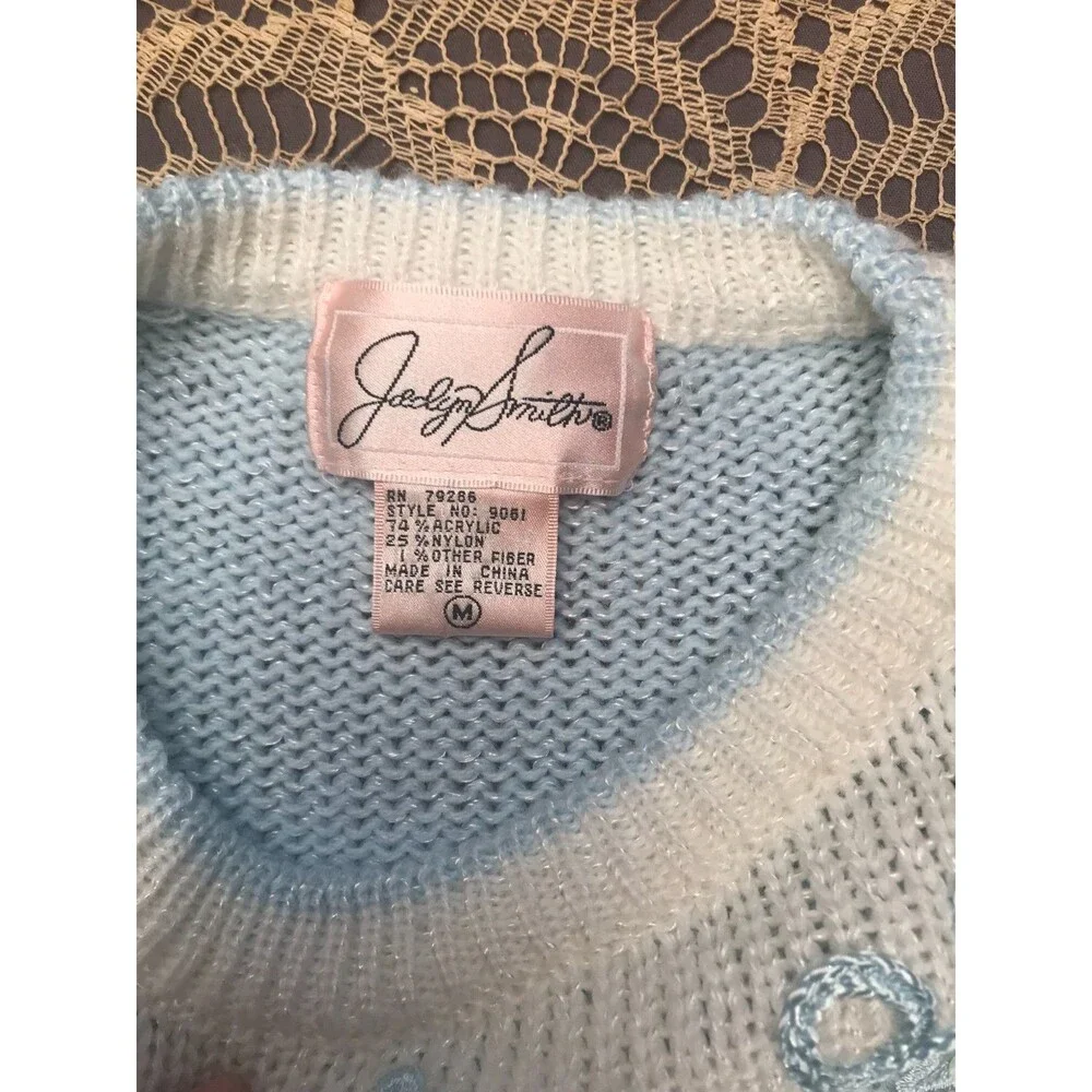 Vintage 80s Pastel Sweater Size XL 1980s Retro Preppy Twee Cute Granny Barbie